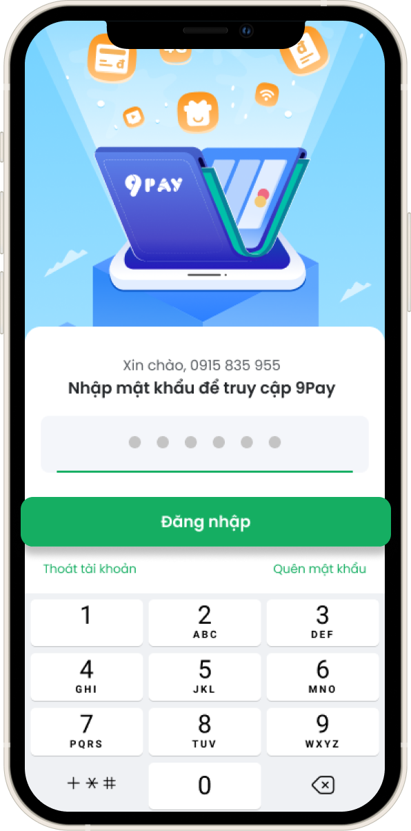 Truy cập màn hình đăng nhập trên thiết bị mới